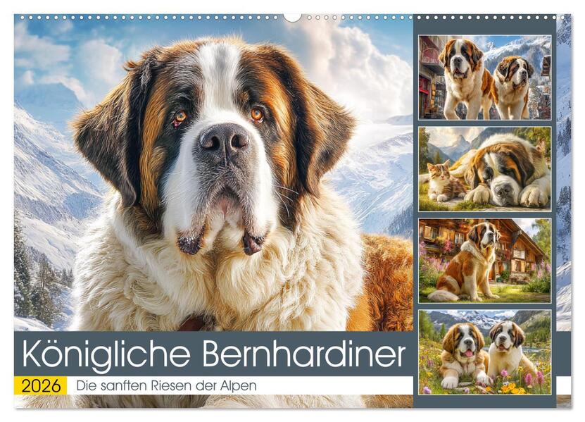 Königliche Bernhardiner. Die sanften Riesen der Alpen (Wandkalender 2026 DIN A2 quer) CALVENDO Monatskalender