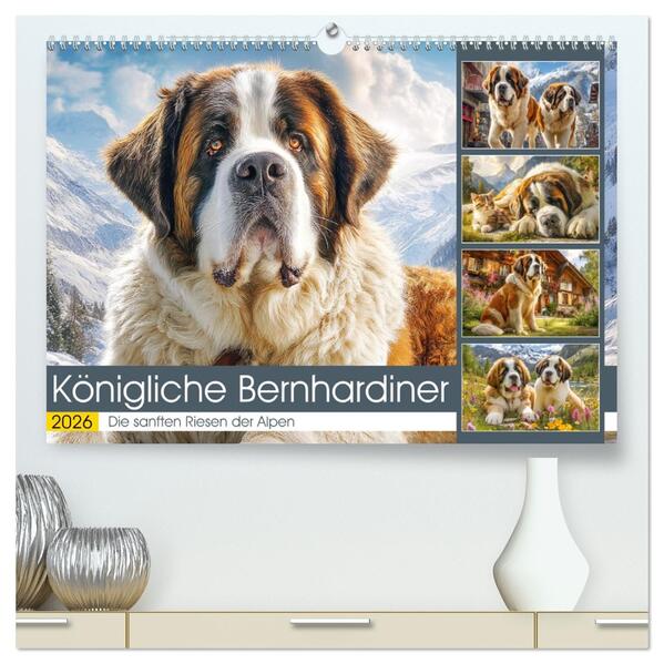 Königliche Bernhardiner. Die sanften Riesen der Alpen (hochwertiger Premium Wandkalender 2026 DIN A2 quer) Kunstdruck in Hochglanz