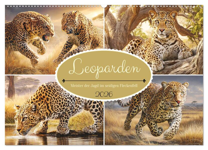 Leoparden. Meister der Jagd im seidigen Fleckenfell (Wandkalender 2026 DIN A2 quer) CALVENDO Monatskalender