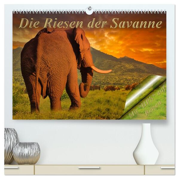 Die Riesen der Savanne (hochwertiger Premium Wandkalender 2026 DIN A2 quer) Kunstdruck in Hochglanz