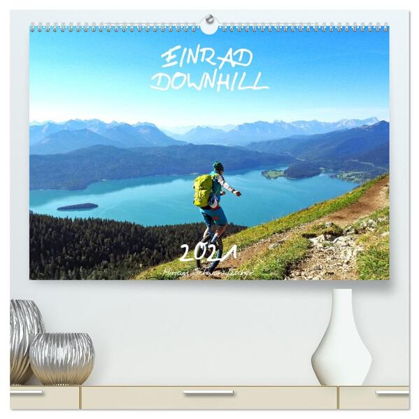 Einrad Downhill (hochwertiger Premium Wandkalender 2026 DIN A2 quer) Kunstdruck in Hochglanz