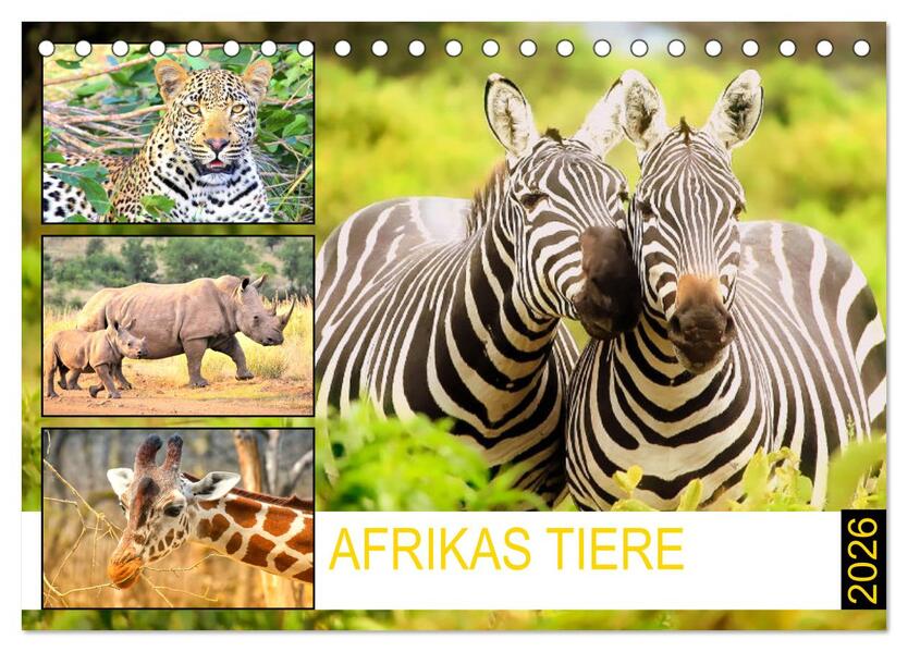 Afrikas Tiere. Majestäten in exotischer Wildnis (Tischkalender 2026 DIN A5 quer) CALVENDO Monatskalender