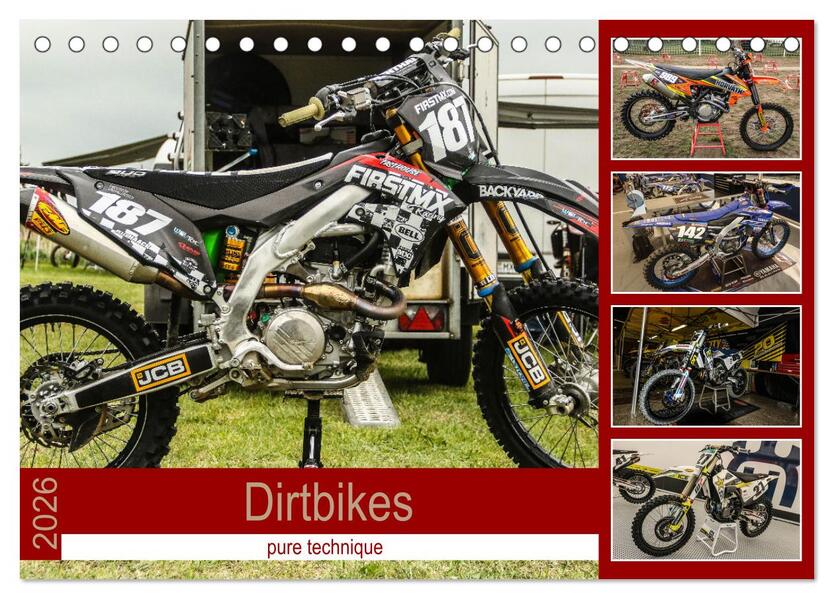 Dirtbikes - pure technique (Tischkalender 2026 DIN A5 quer) CALVENDO Monatskalender