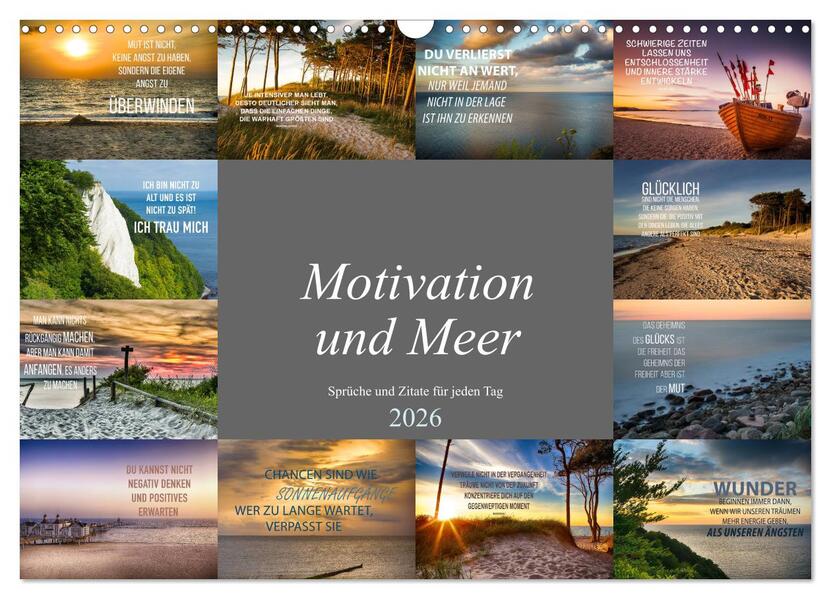 Motivation und Meer (Wandkalender 2026 DIN A3 quer) CALVENDO Monatskalender