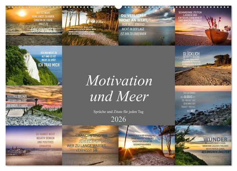 Motivation und Meer (Wandkalender 2026 DIN A2 quer) CALVENDO Monatskalender
