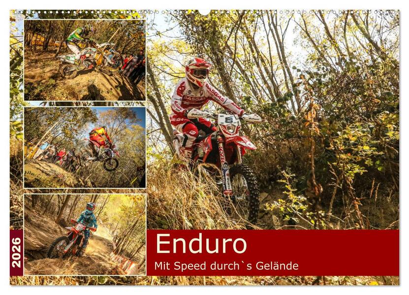 Enduro Mit Speed durch`s Gelände (Wandkalender 2026 DIN A2 quer) CALVENDO Monatskalender
