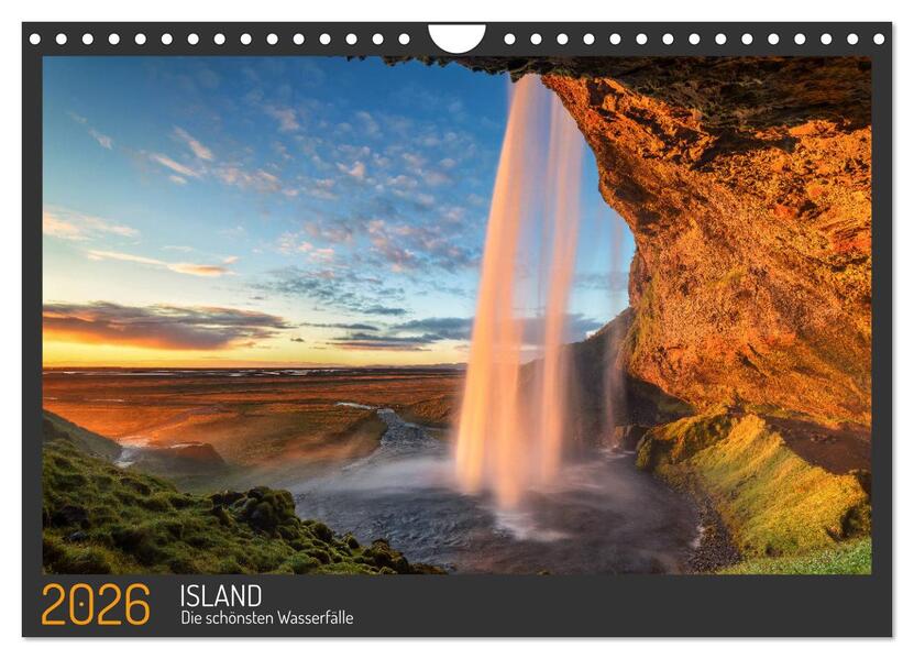Island - Die schönsten Wasserfälle (Wandkalender 2026 DIN A4 quer) CALVENDO Monatskalender