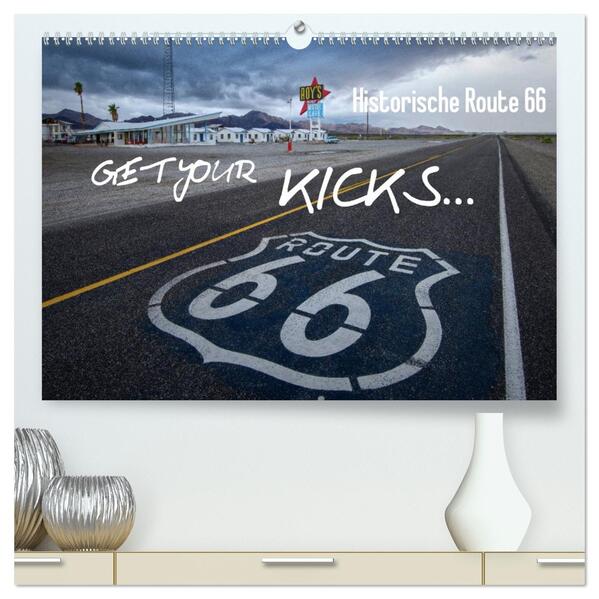 Route 66 (hochwertiger Premium Wandkalender 2026 DIN A2 quer) Kunstdruck in Hochglanz
