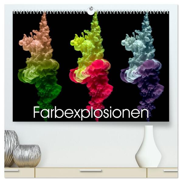 Farbexplosionen (hochwertiger Premium Wandkalender 2026 DIN A2 quer) Kunstdruck in Hochglanz