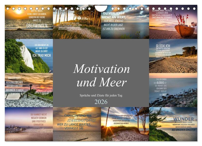 Motivation und Meer (Wandkalender 2026 DIN A4 quer) CALVENDO Monatskalender