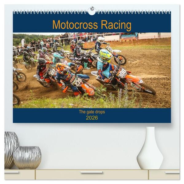 Motocross Racing - The gate drops (hochwertiger Premium Wandkalender 2026 DIN A2 quer) Kunstdruck in Hochglanz