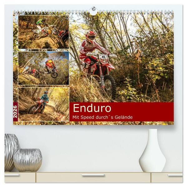 Enduro Mit Speed durch`s Gelände (hochwertiger Premium Wandkalender 2026 DIN A2 quer) Kunstdruck in Hochglanz
