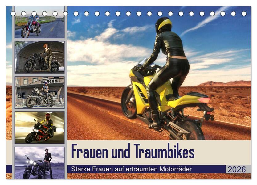 Frauen und Traumbikes (Tischkalender 2026 DIN A5 quer) CALVENDO Monatskalender