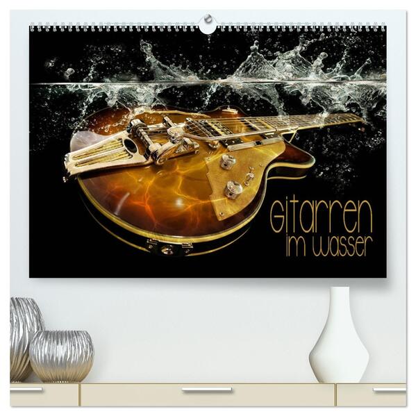 Gitarren im Wasser (hochwertiger Premium Wandkalender 2026 DIN A2 quer) Kunstdruck in Hochglanz