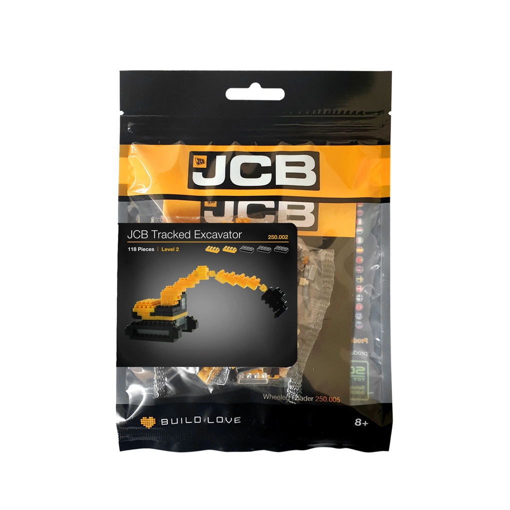 BRIXIES 250002 - JCB Raupenbagger 3D Konstruktionsbausatz aus Ministeinen 110 Teile