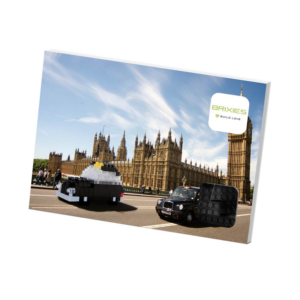 BRIXIES 220036 - Postkarte London Taxi 3D Konstruktionsbausatz aus Ministeinen 77 Teile