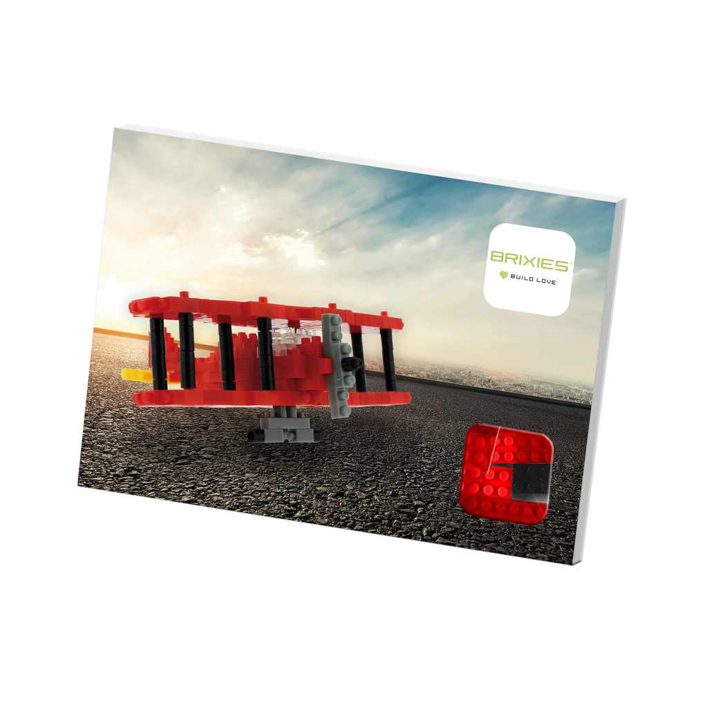 BRIXIES 220040 - Postkarte Doppeldecker 3D Konstruktionsbausatz aus Ministeinen 214 Teile