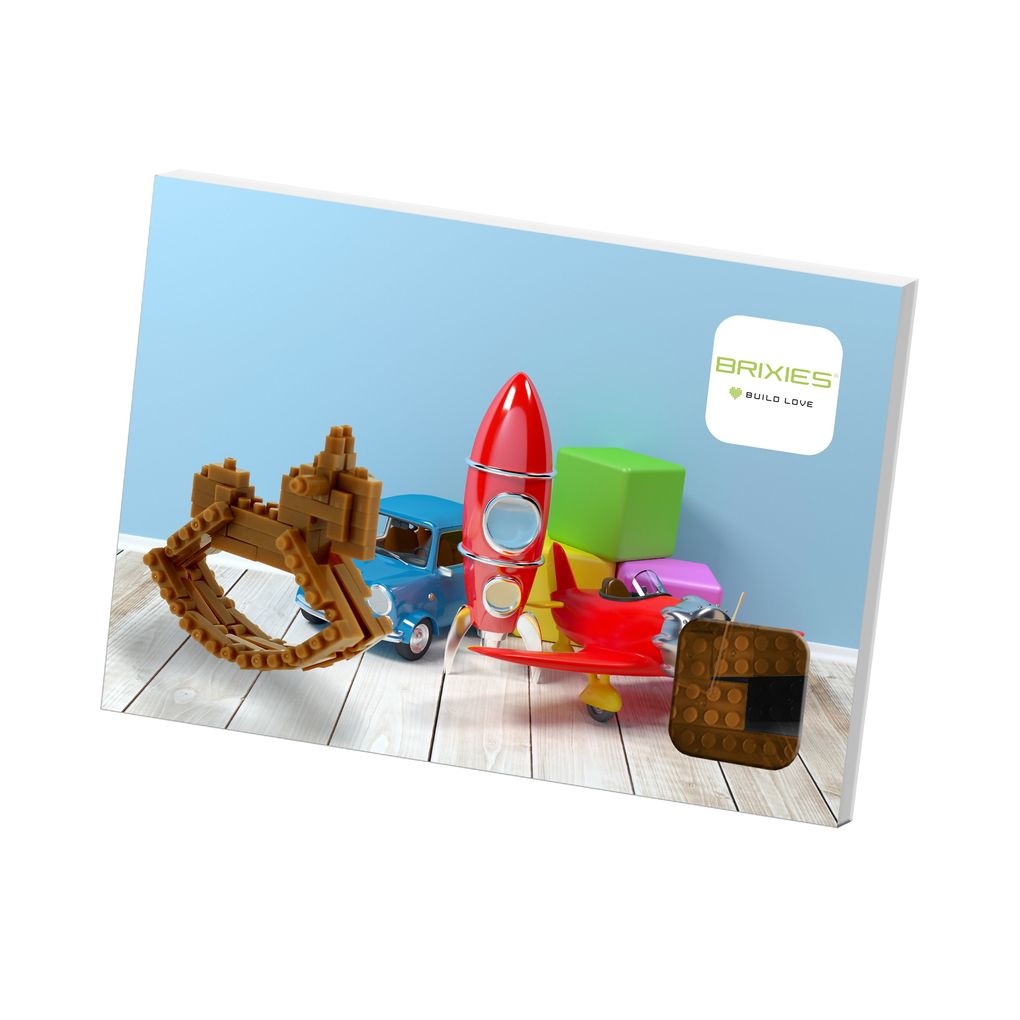 BRIXIES 220054 - Postkarte Schaukelpferd 3D Konstruktionsbausatz aus Ministeinen 70 Teile