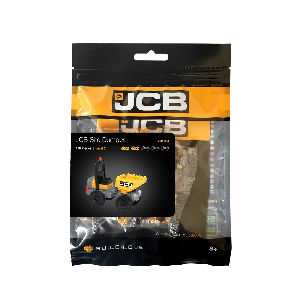 BRIXIES 250004 - JCB Baustellenkipper 3D Konstruktionsbausatz aus Ministeinen 126 Teile
