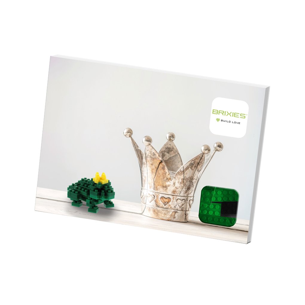 BRIXIES 220046 - Postkarte Froschkönig 3D Konstruktionsbausatz aus Ministeinen 60 Teile