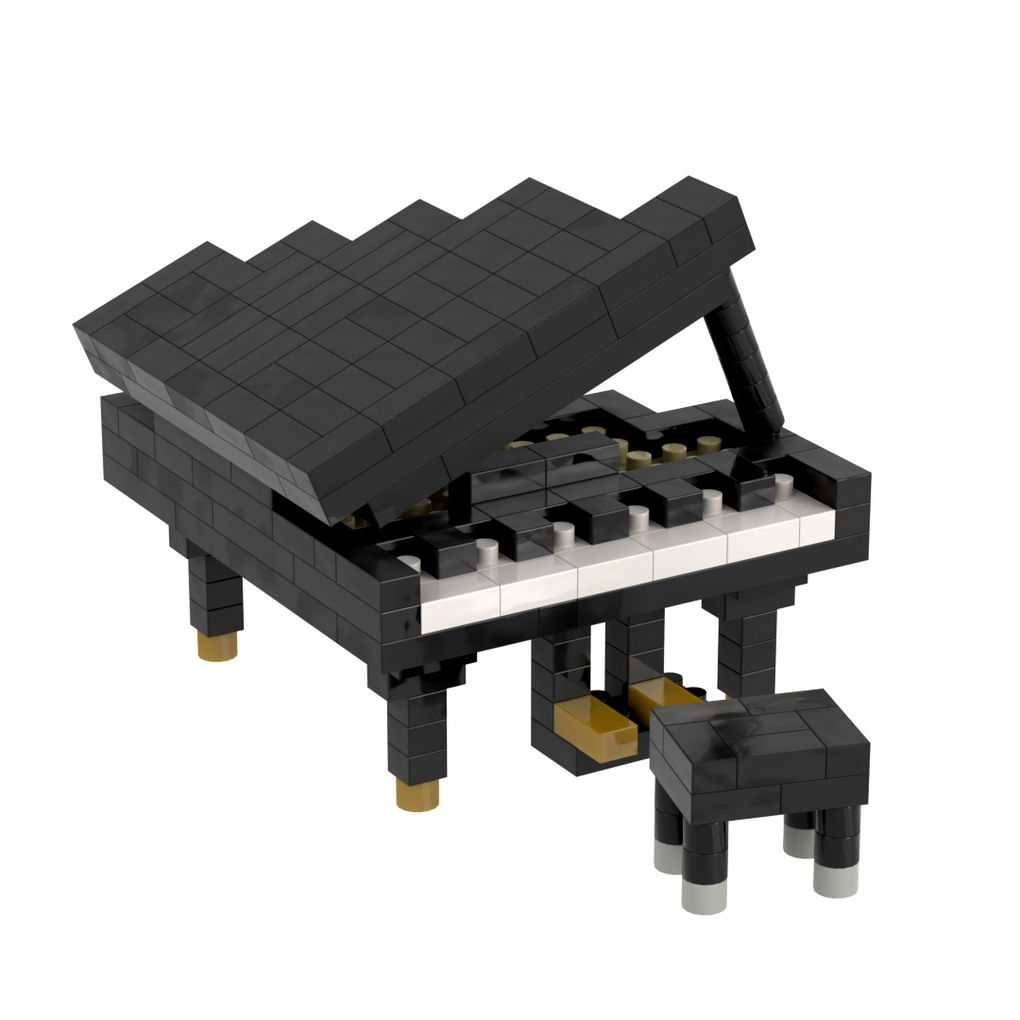 BRIXIES 200333 - Klavier (Flügel) schwarz 3D Konstruktionsbausatz aus Ministeinen 134 Teile