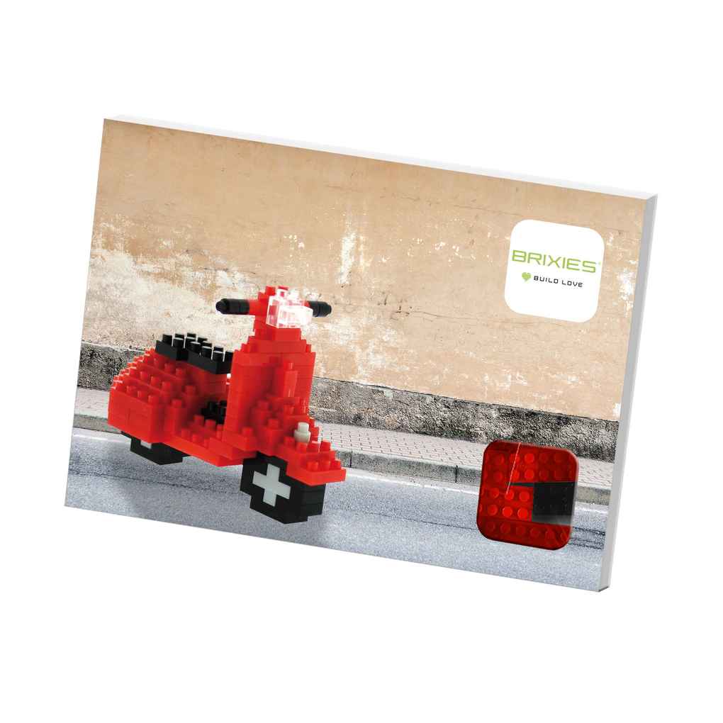 BRIXIES 220055 - Postkarte Motorroller 3D Konstruktionsbausatz aus Ministeinen 101 Teile