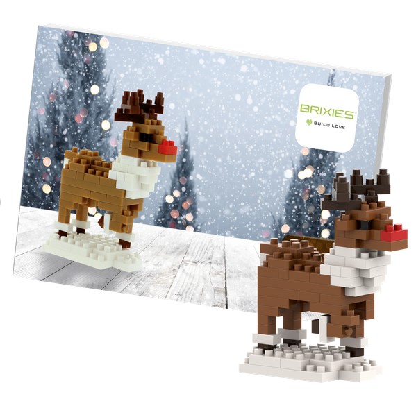 BRIXIES 220053 - Postkarte Rentier 3D Konstruktionsbausatz aus Ministeinen 89 Teile