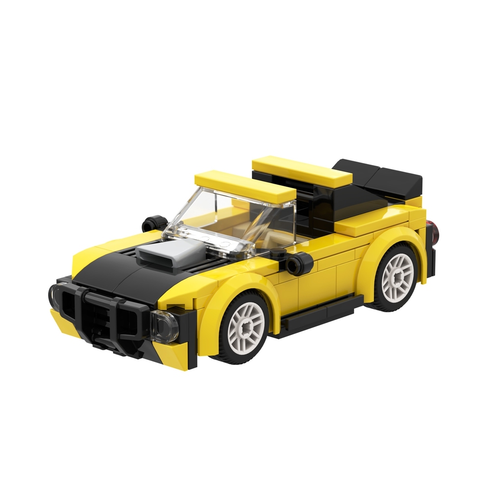BRIXIES 222103 - Mini Rennwagen gelb 3D Konstruktionsbausatz ca. 134 Teile