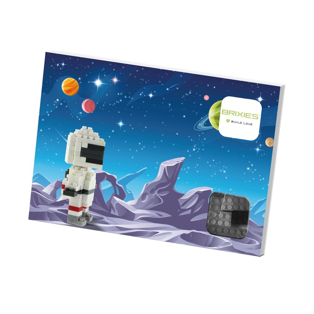 BRIXIES 220037 - Postkarte Astronaut 3D Konstruktionsbausatz aus Ministeinen 99 Teile