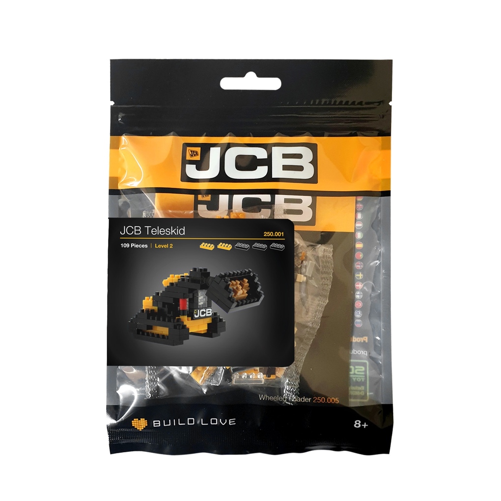 BRIXIES 250001 - JCB Kompaktlader 3D Konstruktionsbausatz aus Ministeinen 112 Teile