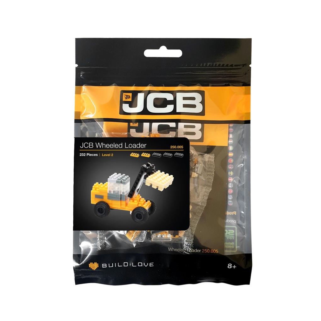 BRIXIES 250005 - JCB Radlader 3D Konstruktionsbausatz aus Ministeinen 88 Teile