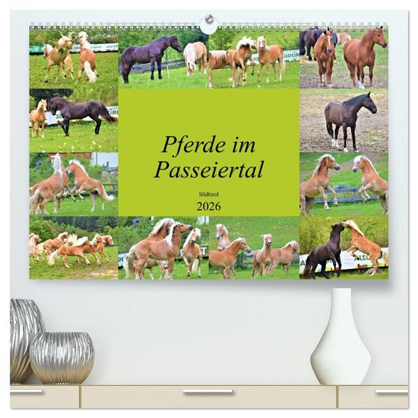 Pferde im Passeiertal (hochwertiger Premium Wandkalender 2026 DIN A2 quer) Kunstdruck in Hochglanz
