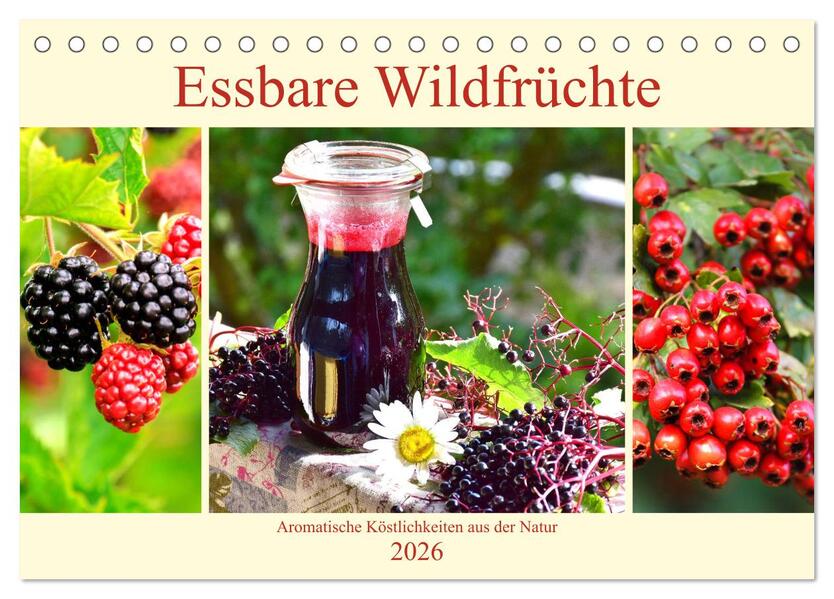 Essbare Wildfrüchte. Aromatische Köstlichkeiten aus der Natur (Tischkalender 2026 DIN A5 quer) CALVENDO Monatskalender