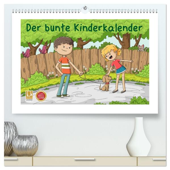 Der bunte Kinderkalender (hochwertiger Premium Wandkalender 2026 DIN A2 quer) Kunstdruck in Hochglanz