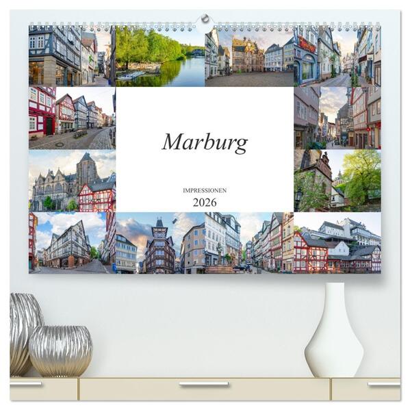Marburg Impressionen (hochwertiger Premium Wandkalender 2026 DIN A2 quer) Kunstdruck in Hochglanz