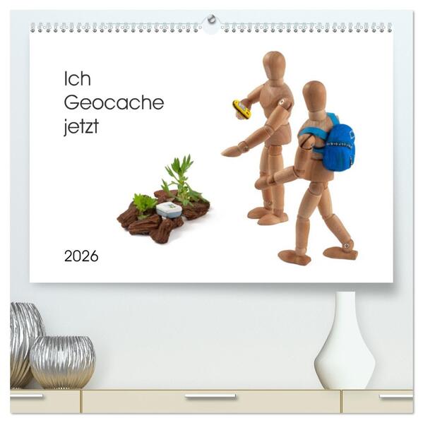 Ich Geocache jetzt (hochwertiger Premium Wandkalender 2026 DIN A2 quer) Kunstdruck in Hochglanz