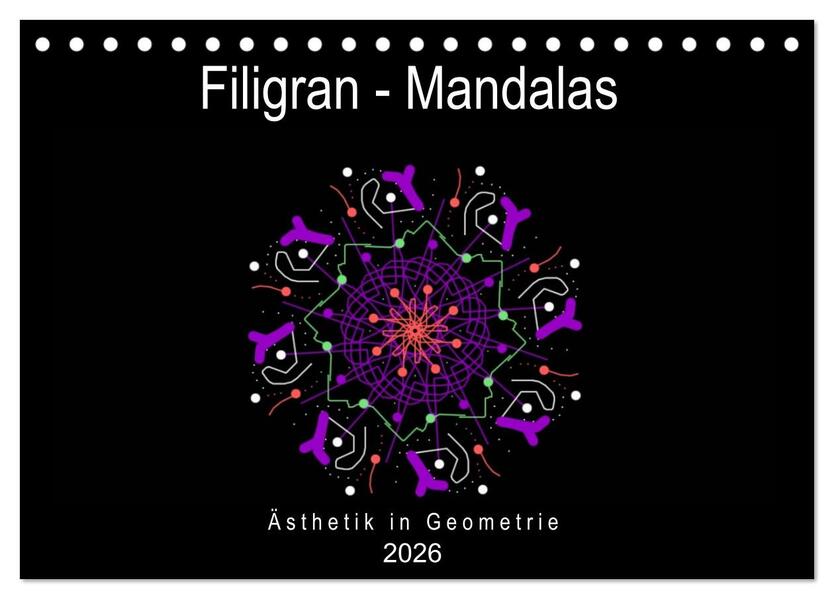 Filigran - Mandalas (Tischkalender 2026 DIN A5 quer) CALVENDO Monatskalender