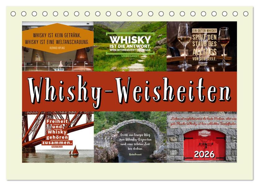 Whisky-Weisheiten (Tischkalender 2026 DIN A5 quer) CALVENDO Monatskalender