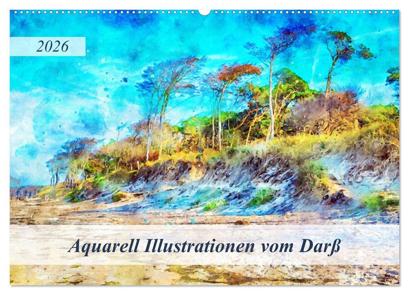 Aquarell Illustrationen vom Darß (Wandkalender 2026 DIN A2 quer) CALVENDO Monatskalender