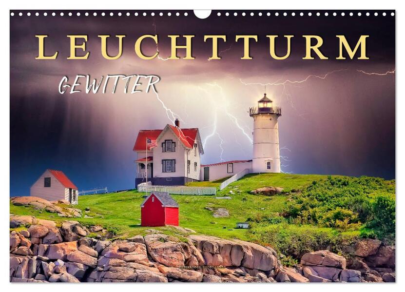 Leuchtturm Gewitter (Wandkalender 2026 DIN A3 quer) CALVENDO Monatskalender