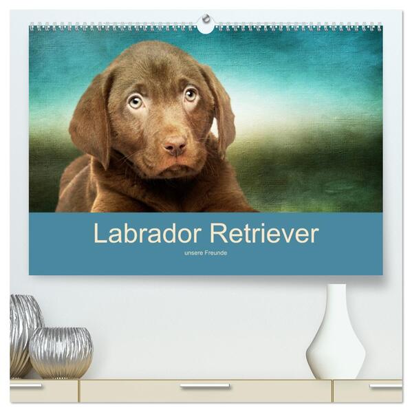 Labrador Retriever unsere Freunde (hochwertiger Premium Wandkalender 2026 DIN A2 quer) Kunstdruck in Hochglanz