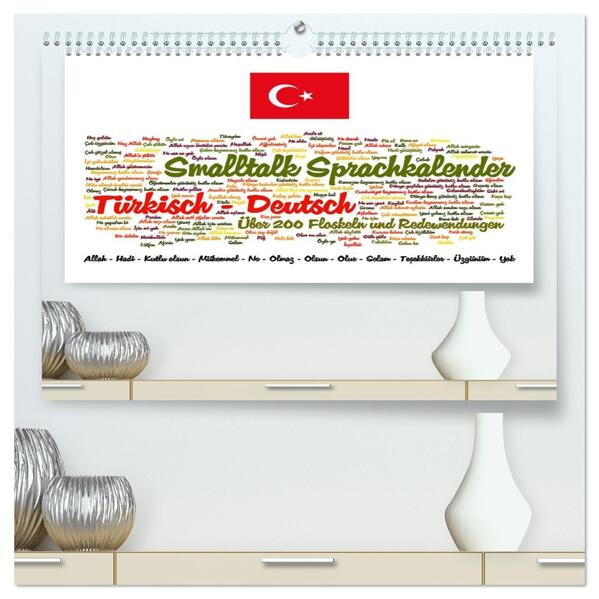 Smalltalk Sprachkalender Türkisch-Deutsch (hochwertiger Premium Wandkalender 2026 DIN A2 quer) Kunstdruck in Hochglanz