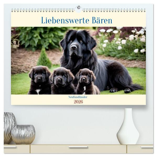 Neufundländer - Liebenswerte Bären (hochwertiger Premium Wandkalender 2026 DIN A2 quer) Kunstdruck in Hochglanz
