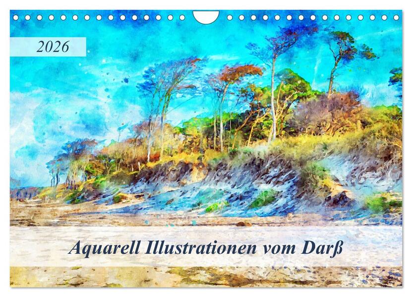 Aquarell Illustrationen vom Darß (Wandkalender 2026 DIN A4 quer) CALVENDO Monatskalender