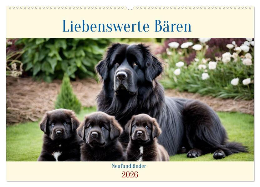 Neufundländer - Liebenswerte Bären (Wandkalender 2026 DIN A2 quer) CALVENDO Monatskalender