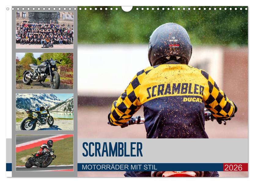 Scrambler Motorräder mit Stil (Wandkalender 2026 DIN A3 quer) CALVENDO Monatskalender
