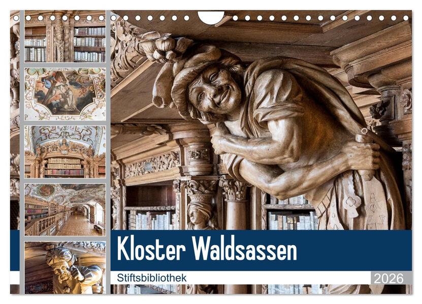 Kloster Waldsassen Stiftsbibliothek (Wandkalender 2026 DIN A4 quer) CALVENDO Monatskalender