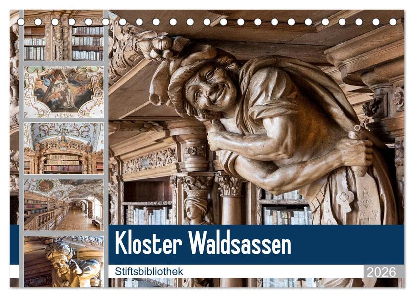Kloster Waldsassen Stiftsbibliothek (Tischkalender 2026 DIN A5 quer) CALVENDO Monatskalender