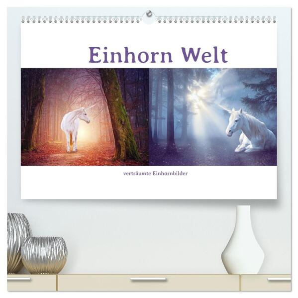 Einhorn Welt - verträumte Einhornbilder (hochwertiger Premium Wandkalender 2026 DIN A2 quer) Kunstdruck in Hochglanz