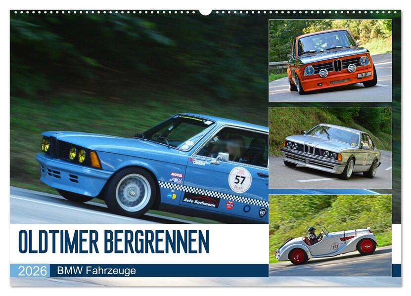 OLDTIMER BERGRENNEN - BMW Fahrzeuge (Wandkalender 2026 DIN A2 quer) CALVENDO Monatskalender
